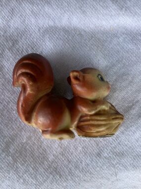 Vintage Josef Originals Squirrel With A Nut Miniature Figurine with sticker